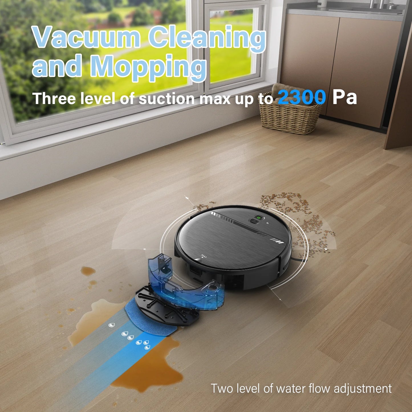 Robot Vacuum Cleaner, Robot Vacuum Mop Combo, with Alexa/Wifi/App Connection, for Pet Hair, Hard Floor