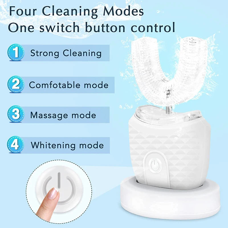 Wireless Charging U-Shaped Adult Electric Toothbrush Ultrasonic Toothbrush with Silicone Waterproof Vibration Sonic Toothbrush