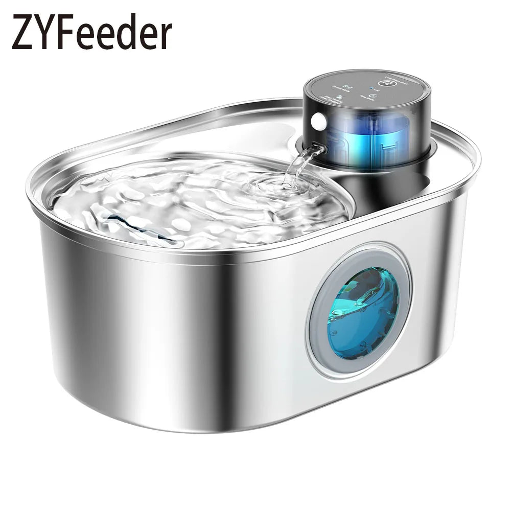108Oz/3.2L Stainless Steel Wireless Cat and Dog Drinker Rechargeable Automatic Pet Drinker Water Fountain Motion Sensor Bowl