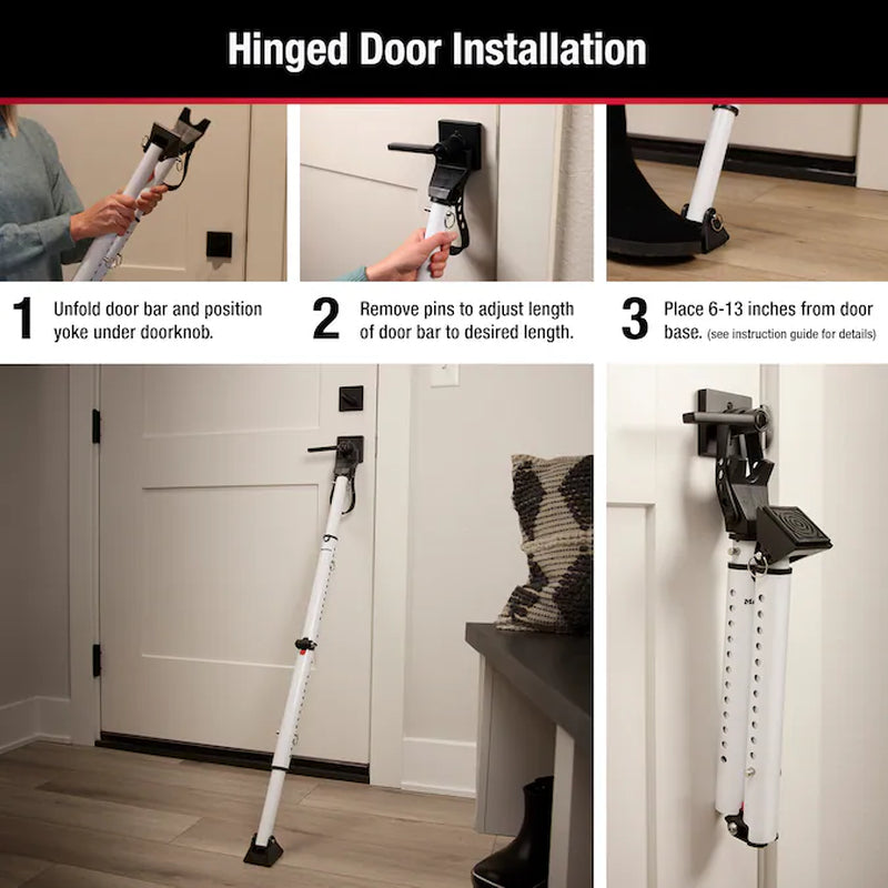 30-In to 43.5-In Adjustable Steel Sliding Patio Door Security Bar