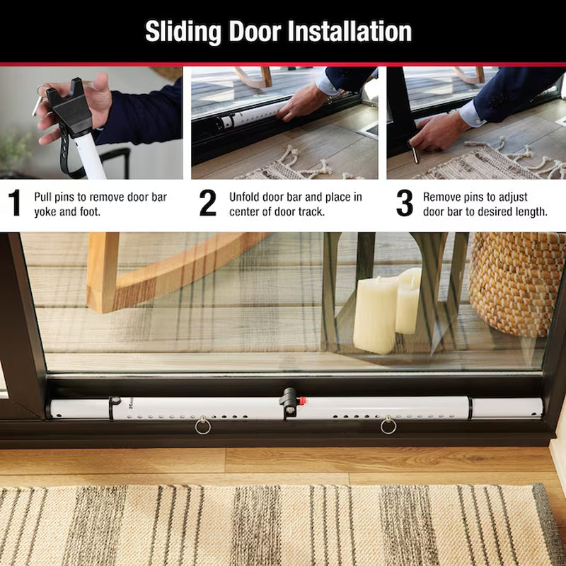30-In to 43.5-In Adjustable Steel Sliding Patio Door Security Bar