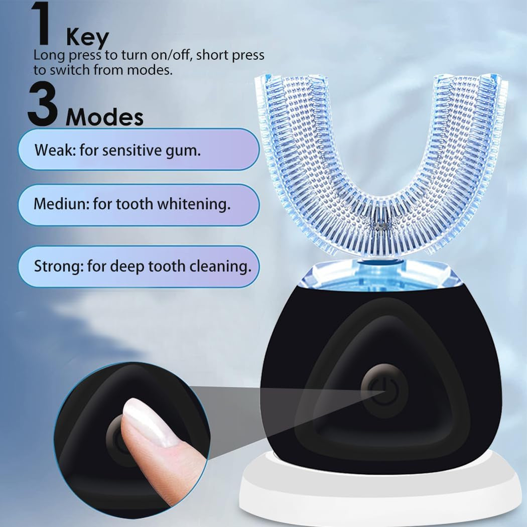 360 Ultrasonic Electric Toothbrush, Automatic Sonic Teeth Whitening Brush with Timer & Wireless Charging for Adults
