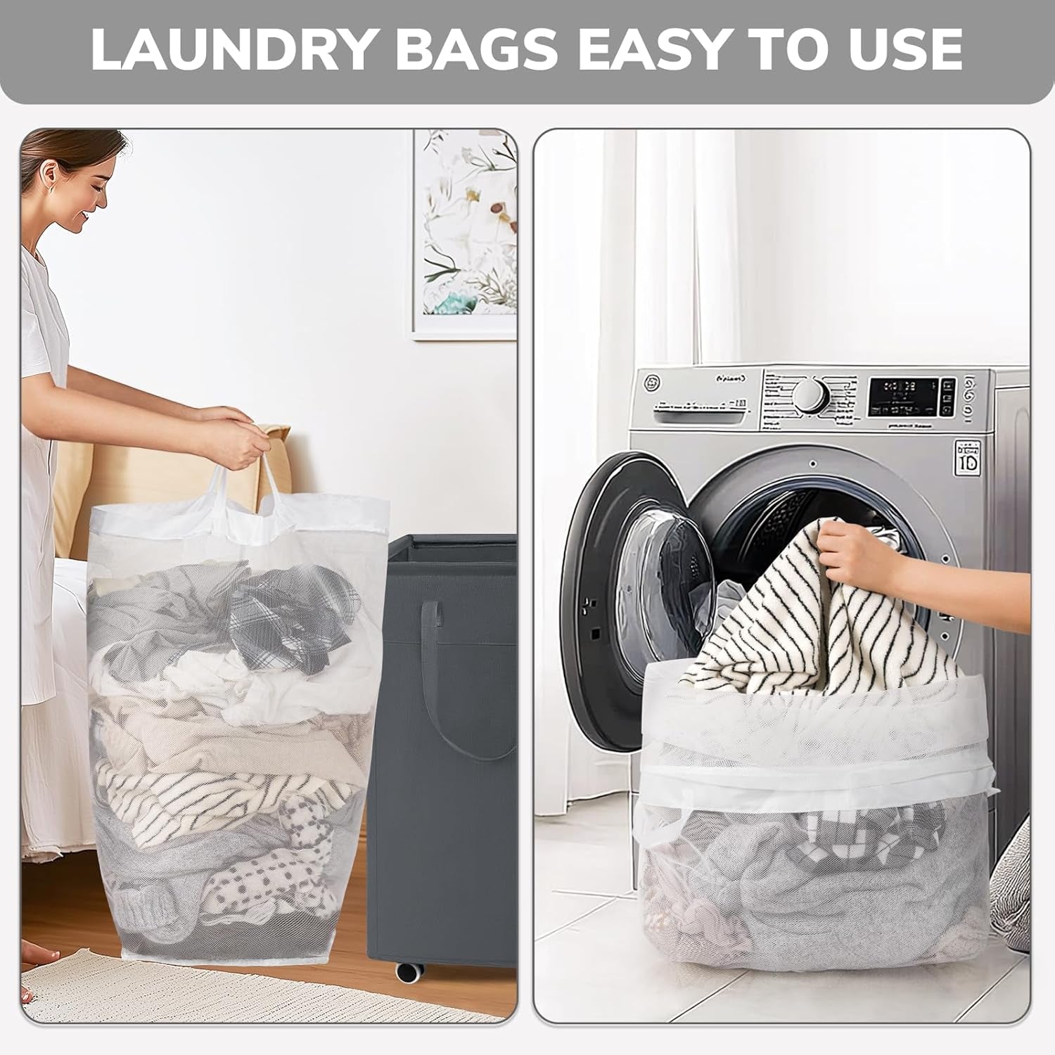 Laundry Basket with Wheels, 75L Laundry Hamper, Dorm Room Essentials with Removable Wash Bag for Laundry Room, Rolling Laundry Basket with Handles, Grey