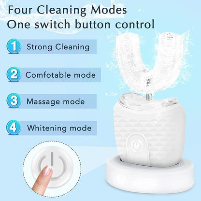 Wireless Charging U-Shaped Adult Electric Toothbrush Ultrasonic Toothbrush with Silicone Waterproof Vibration Sonic Toothbrush