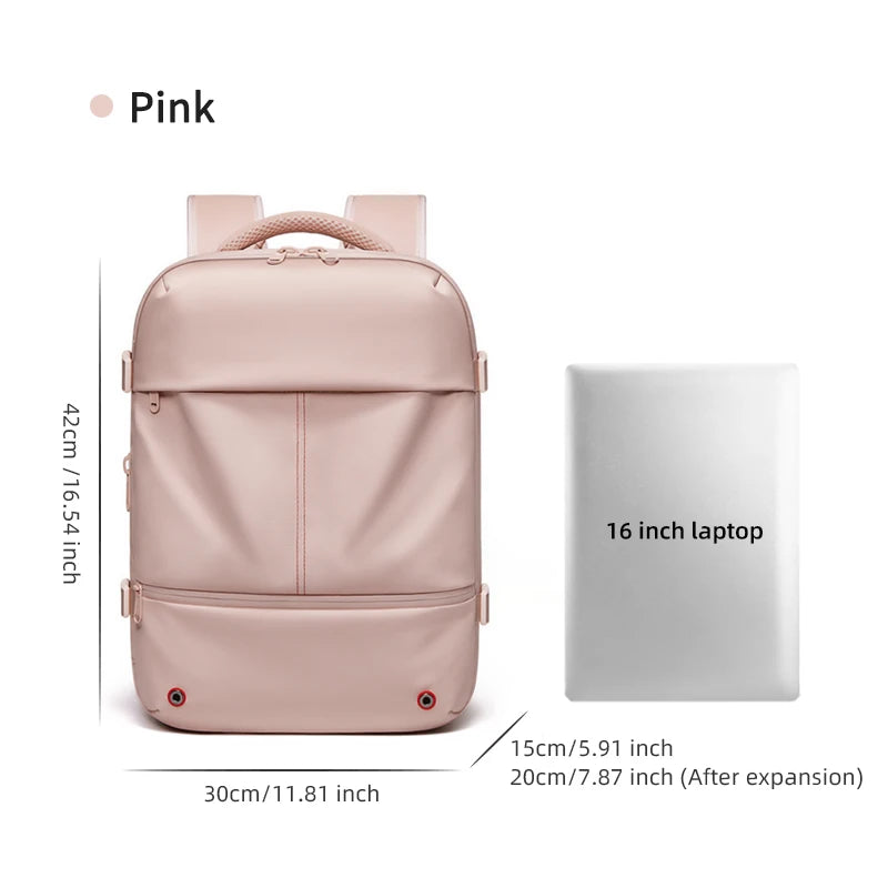 Travel Women Backpack 16 Inch Vacuum Compression Laptop Backpack USB Charging School Backpack Extended Hiking Business Backpack