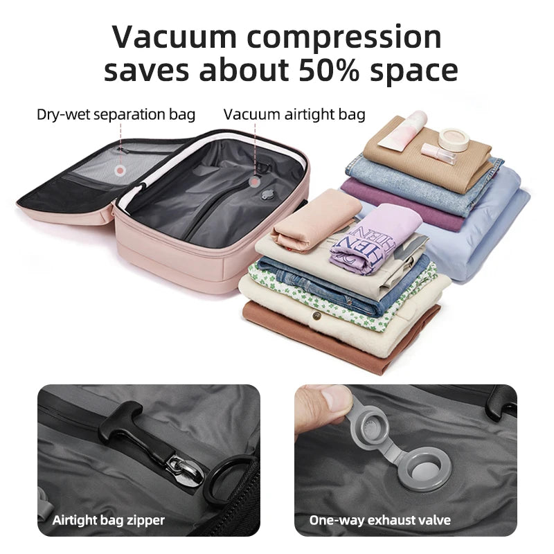 Travel Women Backpack 16 Inch Vacuum Compression Laptop Backpack USB Charging School Backpack Extended Hiking Business Backpack