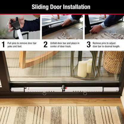 30-In to 43.5-In Adjustable Steel Sliding Patio Door Security Bar